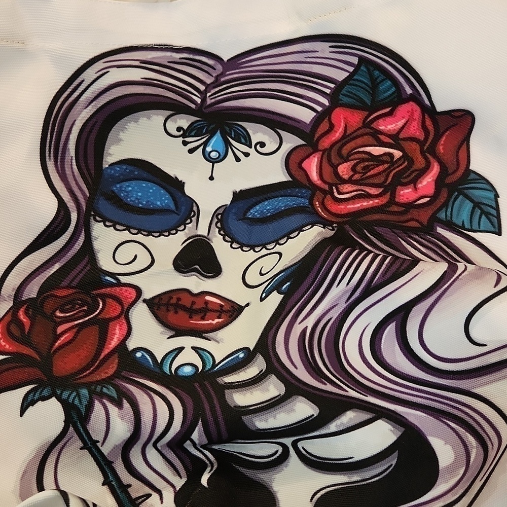 Sugar Skull Canvas Tote Shoulder Bag - Picture 2 of 5